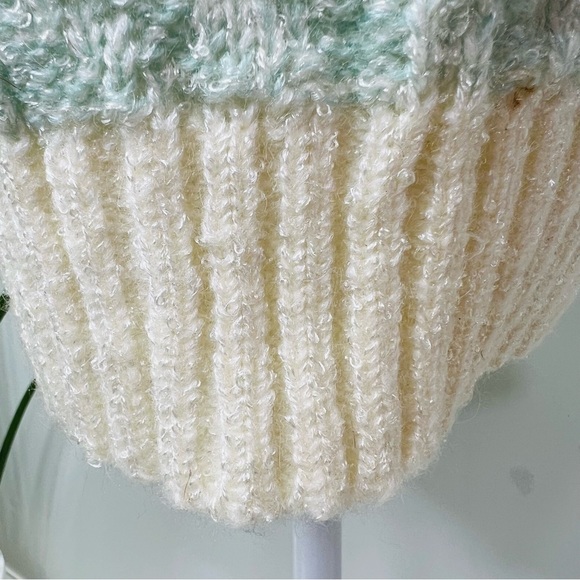 VINTAGE HEAD Sportswear Wool Blend 80’s 90’s Ski Sweater Mint Green Cream Medium - Picture 9 of 13